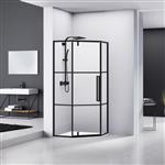 Douchecabine Van Rijn Vijfhoek Aluminium Zwart 90x200 Dubbelzijdige Nanocoating 6 mm Helder Glas