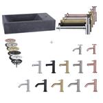 Fonteinset Differnz Mix En Match Force 40x22x9 cm Natuursteen Bombai Black (Keuze Uit 5 Kleuren Kran
