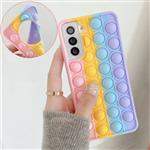 Samsung Galaxy A72 Pop It Hoesje - Silicone Bubble Toy Case Anti Stress Cover Regenboog