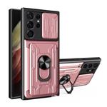 Samsung Galaxy S21 Plus - Card Slot Hoesje met Kickstand en Camera Slide - Magnetische Pop Grip Cove