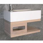 Fonteintafel Met Open Schap Massief Eiken 35X18,5 Cm Glans Of Mat Wit (Kraangat Links Of Rechts)