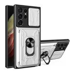 Samsung Galaxy S23 Plus - Card Slot Hoesje met Kickstand en Camera Slide - Magnetische Pop Grip Cove