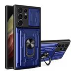 Samsung Galaxy S21 FE - Card Slot Hoesje met Kickstand en Camera Slide - Magnetische Pop Grip Cover 