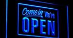 OPEN neon bord lamp LED verlichting reclame lichtbak #24 COME IN *BLAUW*