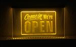 OPEN neon bord lamp LED verlichting reclame lichtbak #23 COME IN *GEEL*