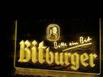 Bitburger neon bord lamp LED cafe verlichting reclame lichtbak *geel*