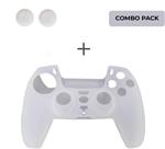 Silicone hoes skin case cover voor PS5 playstation 5 controller *wit/transparant*