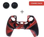 Silicone hoes skin case cover voor PS5 playstation 5 controller *rood camouflage*
