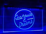 Cocktails & dreams en neon bord lamp verlichting cocktail *blauw*