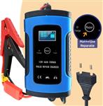 Accu druppel lader druppellader auto acculader 12V + LCD display *blauw*