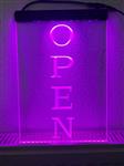 OPEN neon bord lamp LED verlichting reclame lichtbak VERTICAAL *paars*