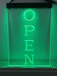 OPEN neon bord lamp LED verlichting reclame lichtbak VERTICAAL *groen*