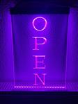OPEN neon bord lamp LED verlichting reclame lichtbak VERTICAAL *roze*