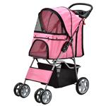 Hondenbuggy met 4 wielen 73x46x100 cm max. 15 kg roze