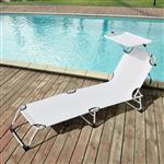 Ligbed ligstoel met zonneluifel 187x53x27 cm wit