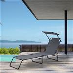 Ligbed ligstoel met zonneluifel 187x53x27 cm donkergrijs