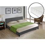 Houten bed stof bedbodem en matras 140x200 cm donkergrijs