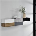 Wandplank met lade set van 6 zwart wit hout beton grijs wit mat