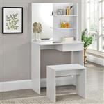 Kaptafel met krukje en spiegel 141x75x39,7 cm wit