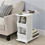 Bijzettafel op wielen met remmen 53x30x63 cm MDF wit