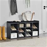 Schoenenkast 103x30x48 cm met zitkussen donkergrijs en zwart