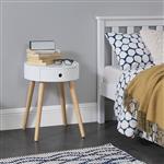 Nachtkastje bijzettafel Zanzibar 50x38x38 cm met 1 lade wit