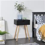 Bijzettafel met lade nachtkastje 60x40x29,5 cm zwart en hout