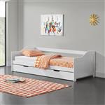Bedbank tienerbed met onderschuifbed 90x200 cm wit mat