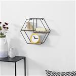 [en.casa] Wandrek zeshoek zwart en hout 40x12x35 cm