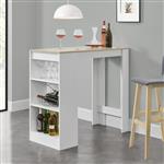 Bartafel met 3 planken 110x50x103 cm wit en eikenkleurig