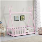 [en.casa] Kinderbed Tipi grenen met uitvalbeveiliging 70x140 cm roze