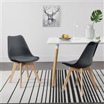 Eetkamerstoel Dubrovnik set van 2 kunstleer en beuken grijs