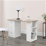 Bureau Lemberg met 3 lades 120x49x72 cm wit en eiken