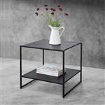 Bijzettafel met plank metaal 51x53x51 cm zwart