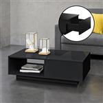 Salontafel Biskra met plank en lade 95x55x31 cm zwart