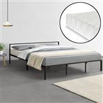 Metalen bed Zeus met bedbodem en matras 180x200 cm zwart