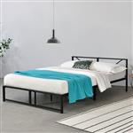 Metalen bed Meran bedframe met bedbodem zwart 140x200