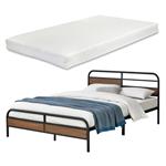 Metalen bed Aarau bedframe matras zwart walnoot 140x200