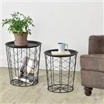 Bijzettafel Cerisey set van 2 met afneembaar tafelblad zwart