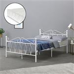 Metalen bedframe Apolda met matras wit 140x200 cm