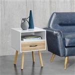 Nachtkastje Gavle met lade 57x42x40 cm wit en eikenkleurig