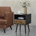 Nachtkastje Gavle 57x42x40 cm zwart en houtkleurig donker