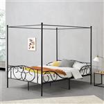 Metalen hemelbed Finstrom met bedbodem 140x200 cm zwart