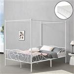 Metalen hemelbed Finstrom wit met matras 140x200 cm