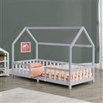 Kinderbed Sisimiut met uitvalbeveiliging 90x200 lichtgrijs en wit