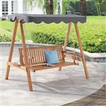 [en.casa] Schommelstoel 2-zits schommelbank Afandou houtkleurig