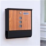 [en.casa] Brievenbus Sanitz 33,5x30,5x9,6 cm staal antraciet houtkleurig