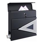 [en.casa] Brievenbus Schönburg 37x37x10,5 cm staal antraciet zilverkleurig