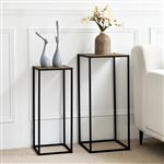 [en.casa] Bijzettafel Gamleby rechthoek set van 2 zwart en houtkleurig