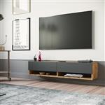 [en.casa] Tv-meubel Laitila 2 opbergvakken 140x31,5x29,5cm houtkleurig en antraciet
